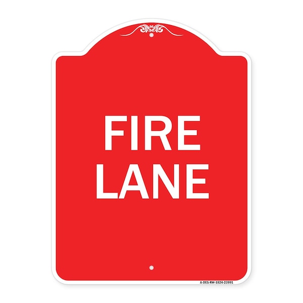 Signmission Designer Series Sign-Fire Lane Supplementary, Red & White Aluminum Sign, 18" x 24", RW-1824-23991 A-DES-RW-1824-23991 - main